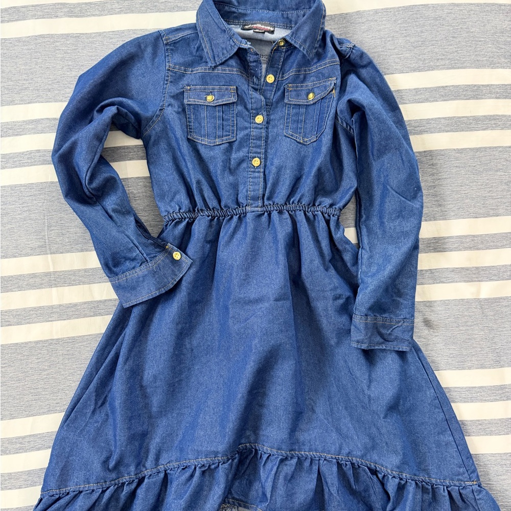 Dollhouse Blue Denim Casual Kids Dress